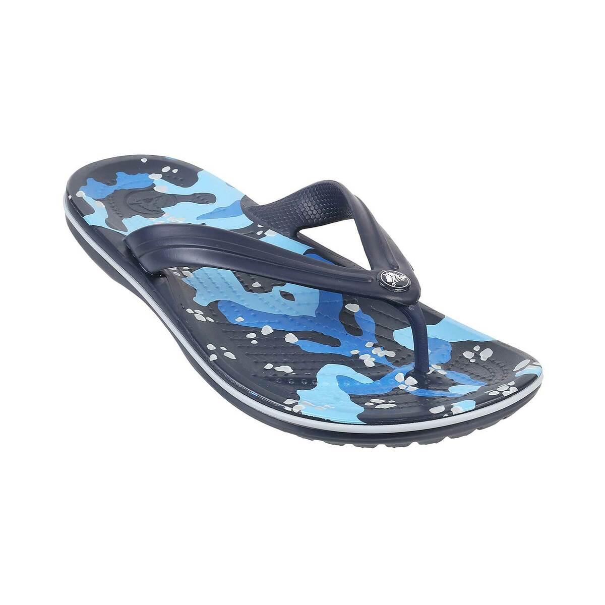 crocs blue flip flops