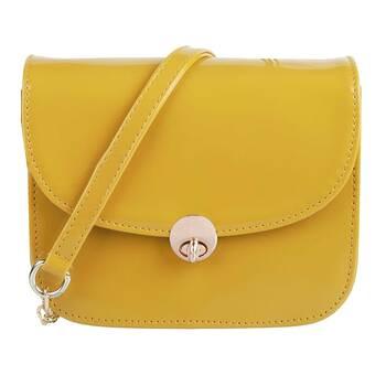 Mochi Yellow Hand Bags Flap Over Sling