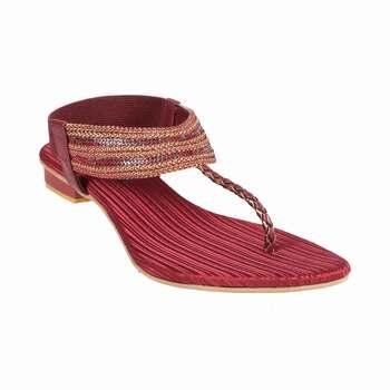 Mochi Maroon Ethnic Sandals