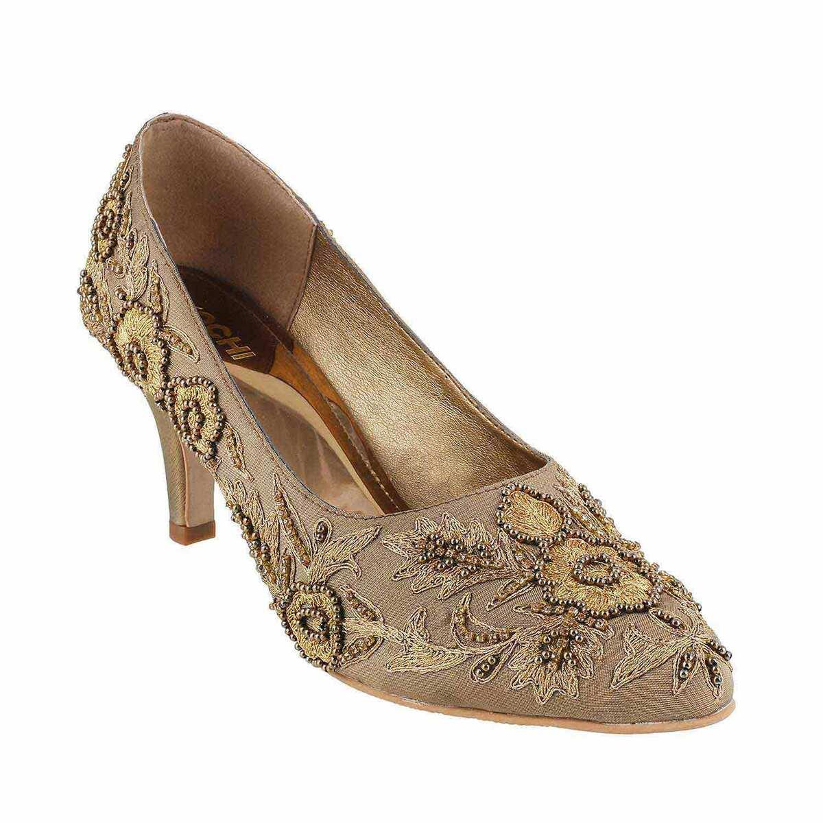Haute Diva Antique-Gold Wedding Pumps 