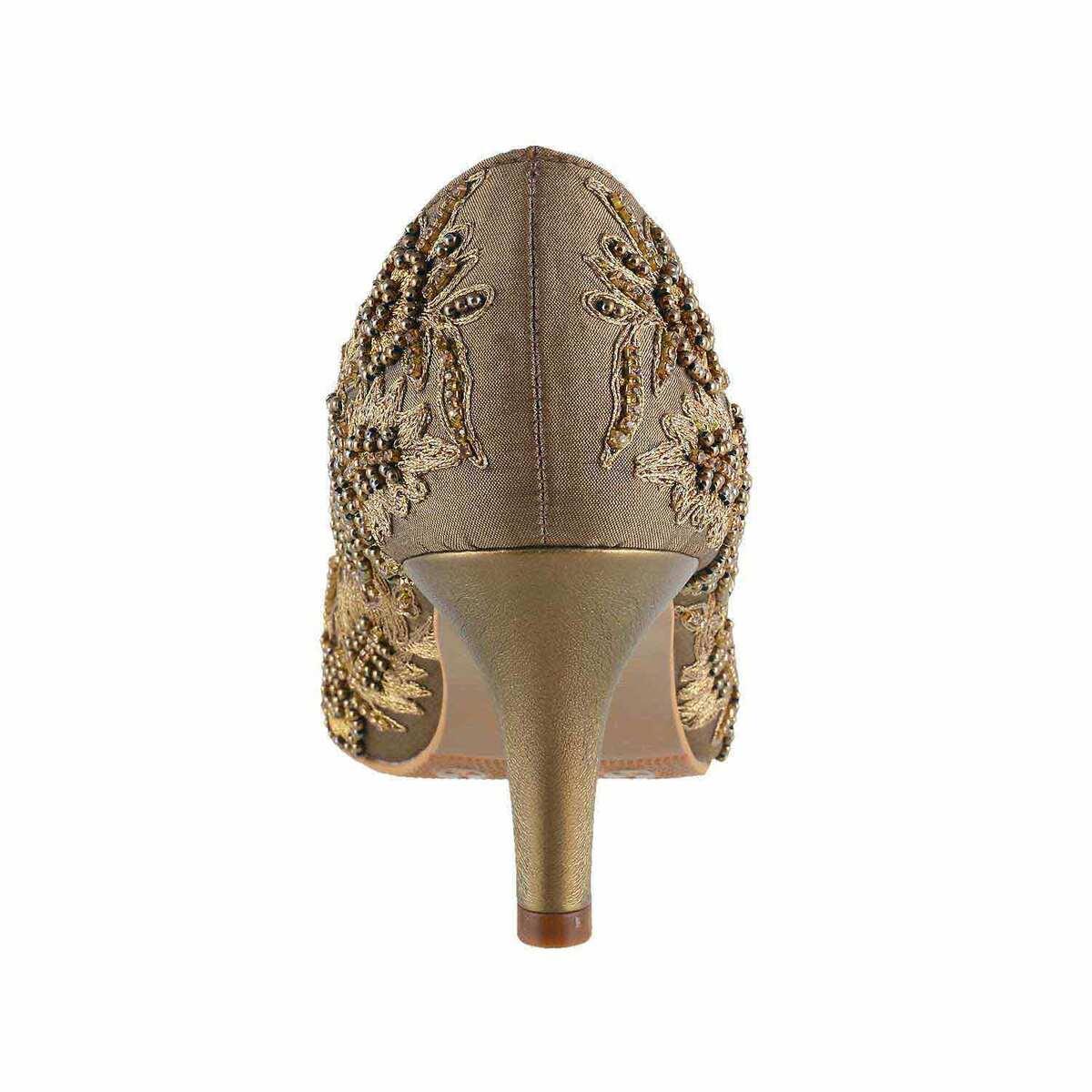 Haute Diva Antique-Gold Wedding Pumps 