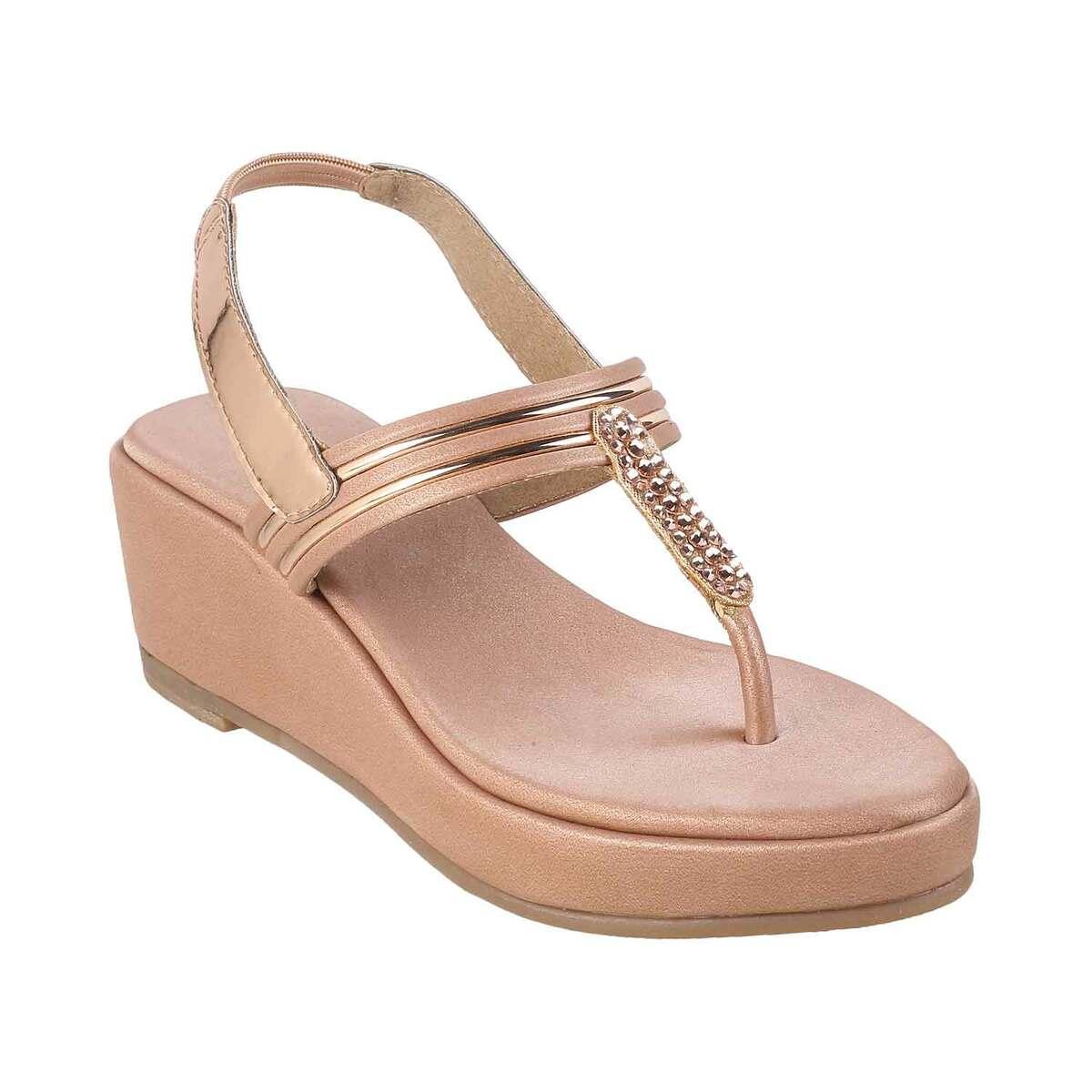 Buy Mochi Rose-Gold Casual Sandals 